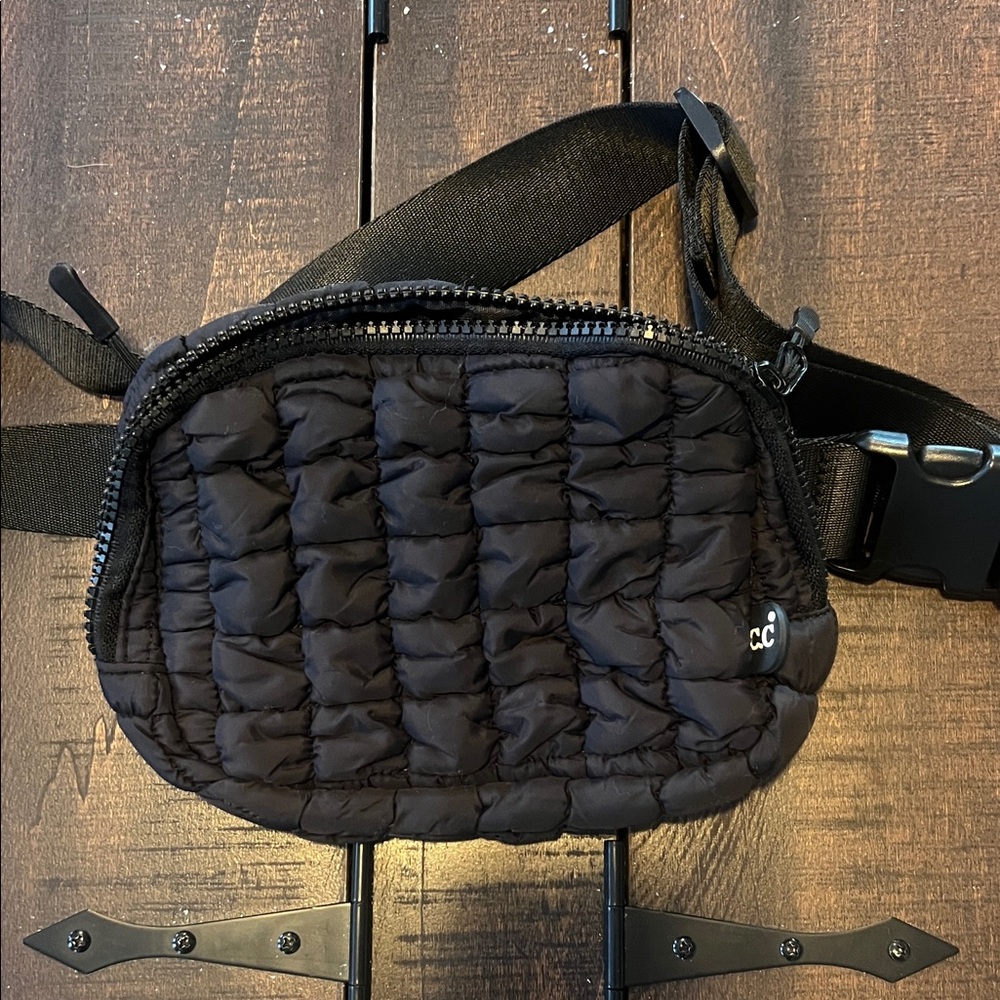 C.C Black Quilted Belt Bag